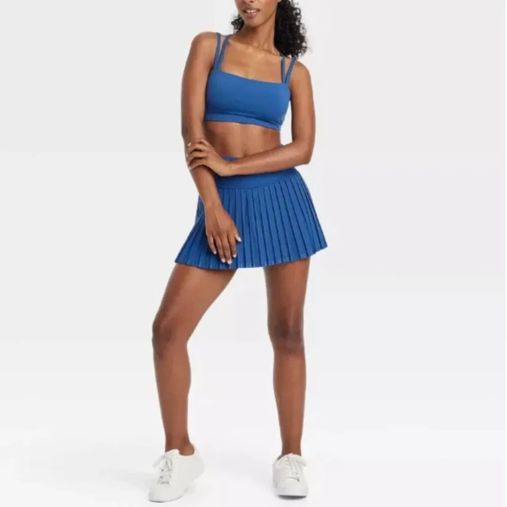 WT JoyLab Women's L Deep Sea Blue Strappy Athletic Sports Bra Removable Pads - Picture 2 of 13